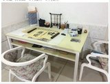 包邮宜家书画桌书法桌画案画台双层桌国画桌台学生写字桌可定制