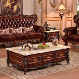 欧式茶几 实木雕花法式茶几大理石面电视柜组合高档欧式客厅家具