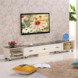 简约现代欧式电视柜茶几组合钢化玻璃可伸缩客厅木质视听柜 包邮
