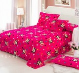 冬季加厚法莱绒毛毯床单单件被套珊瑚绒法兰绒毯休闲毯玫红猴可爱