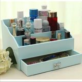 盒美至 新品木质化妆品收纳盒 创意桌面大容量收纳盒 多功能整理