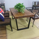 美式复古实木餐桌椅组合铁艺现代简约饭桌洽谈会议长方形办公桌子