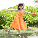 童裙2016新品韩版夏装女童连衣裙吊带儿童海边度假沙滩裙子中长款