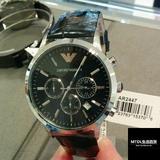 阿瑪尼EMPORIO ARMANI男裝三眼皮帶石英手錶 香港代購正品 AR2447