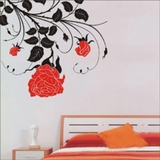 墙角玫瑰 创意涂鸦墙贴纸 中国风阳台卧室床头客厅沙发装饰门贴图