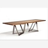 全实木餐桌铁艺咖啡厅桌椅组合原木美式复古办公桌洽谈桌会议长桌