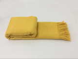 样板房黄色柠檬黄搭毯简约搭毯现代素色北欧午休毯沙发巾床尾毯