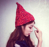 时尚可爱韩国尖尖混色洋葱毛线帽子秋冬季韩版潮女锥形奶嘴针织帽