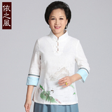 依之风2016新款中老年人中国风棉麻中式女装盘扣上衣夏季女士唐装