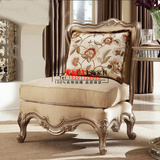 美式新古典单人沙发椅欧式实木雕花布艺单人沙发法式高档会所沙发