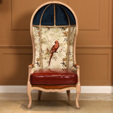 法式新古典客厅实木太空椅鸡蛋型欧式贝壳靠椅鸟笼蛋壳椅简约家具