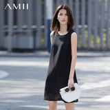 Amii2016夏装新款 艾米女装旗舰店雪纺无袖背心女士大码连衣裙夏