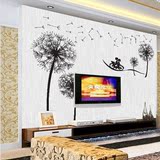 大型壁画定制 卧室客厅电视背景墙壁纸定制 3d墙纸 浪漫蒲公英