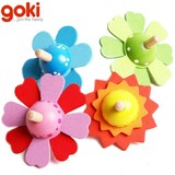 四个包邮 德国goki花朵旋转陀螺 外贸木制陀螺 传统益智玩具