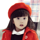 韩国儿童帽子女童贝雷帽春秋公主帽春季宝宝帽羊毛小孩画家帽亲子