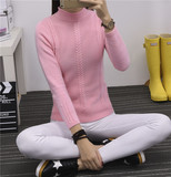 2015秋冬女装韩版半高领毛衣加厚套头修身打底针织衫短款上衣外套