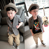 超酷版型 男童竖条纹小西服 童装春装韩版中童 儿童西装外套 9462