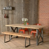美式铁艺复古户外长方形餐桌椅组合户外休闲咖啡桌椅套件简易书桌