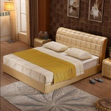 小户型齐边皮床 真皮床 1.8米双人床 高箱储物床时尚大床包邮定制