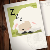2015羊年明信片新年安逸羊睡觉绵羊催眠数羊装饰生肖祝福卡片代寄