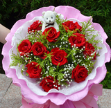 11朵红白粉香槟玫瑰花束上海鲜花速递生日爱人同城花店配送上门
