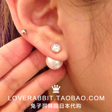 包邮 韩国代购 LLOYD专柜 14K金 珍珠皓石前后耳钉 耳环 三种尺寸
