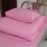 医院医用病床美容院床上用品床单被罩枕套三件套白色粉色蓝色纯棉