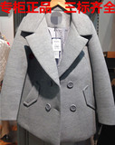 拉夏贝尔puella2015冬新款纯色双排扣外套风衣女20006650