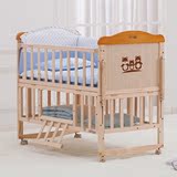呵宝婴儿床实木环保无油漆儿童床多功能BB床可变书桌宝宝床游戏床