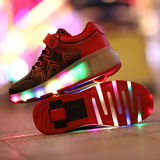 男女儿童带灯发光暴走鞋 自动隐形按钮带轮子会发光鞋的鞋潮板鞋