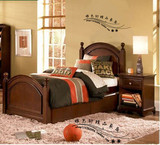 新款美式家具儿童床 1.2米 1.35米欧式简约实木储物床男孩公主床