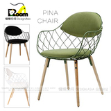 北欧餐椅设计师化妆椅实木现代铁艺单人沙发椅创意咖啡厅布艺软包