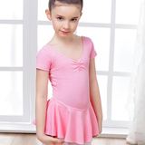 舞东方 女童舞蹈服装夏季短袖芭蕾儿童舞蹈练功服少儿连体裙棉