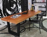 美式复古铁艺餐桌大型职员桌实木会议桌办公桌椅电脑桌餐饮桌家具