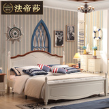 地中海床 美式风格实木床 欧式橡木双人床 1.5米1.8米储物高箱床