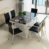 钢化烤漆玻璃餐桌椅组合现代简约中欧式饭桌组装小家具包邮黑白色