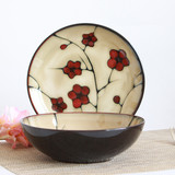 日式和风手绘梅花陶瓷餐具 小炒菜盘子 面碗汤碗 釉下彩创意
