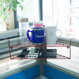 新款铁艺办公桌三角架收纳架桌面搁板转角置物架阳台双层花架包邮