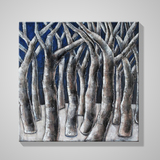 手绘VERYART质感简约抽象树林树木风景油画黑白装饰画墙头画挂画