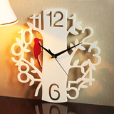 包邮正品 静音挂钟客厅数字艺术挂表时尚钟表创意时钟14寸小鸟