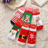 宝宝圣诞袜纯棉新生儿袜0-1-2-3岁婴儿袜子加厚毛圈保暖袜松口袜