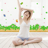 时尚PVC透明可移除墙贴儿童平面客厅贴画贴纸花卉栅栏小草蝴蝶