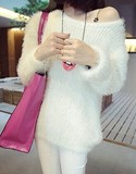 2016春秋季韩版纯色海马毛宽松套头毛衣女长袖短款针织打底衫外套