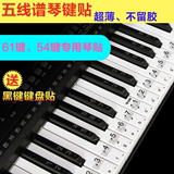 特价61键54键专用五线谱超薄透明电子琴送黑键琴贴 钢琴键盘贴纸