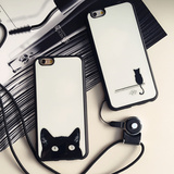 【天天特价】情侣黑白猫咪iphone6plus软硅胶手机壳5s全包保护套
