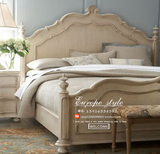 厂家直销 美式乡村实木做旧雕花床 欧式法式复古仿古白双人床婚床
