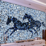 酒店大堂背景墙 个性3D立体壁纸 饭店餐厅宾馆墙纸 大型壁画 马