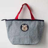 日本小熊女士帆布便当包饭盒复习袋妈咪包小手提拎布艺单肩挎包包