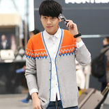 春季新款韩版毛衣外套男青年大码针织开衫潮线衫修身薄羊绒衫毛线