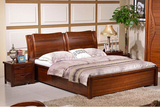 双人床1.8米实木床婚床柚木高箱储物床卧室实木家具中式原木大床